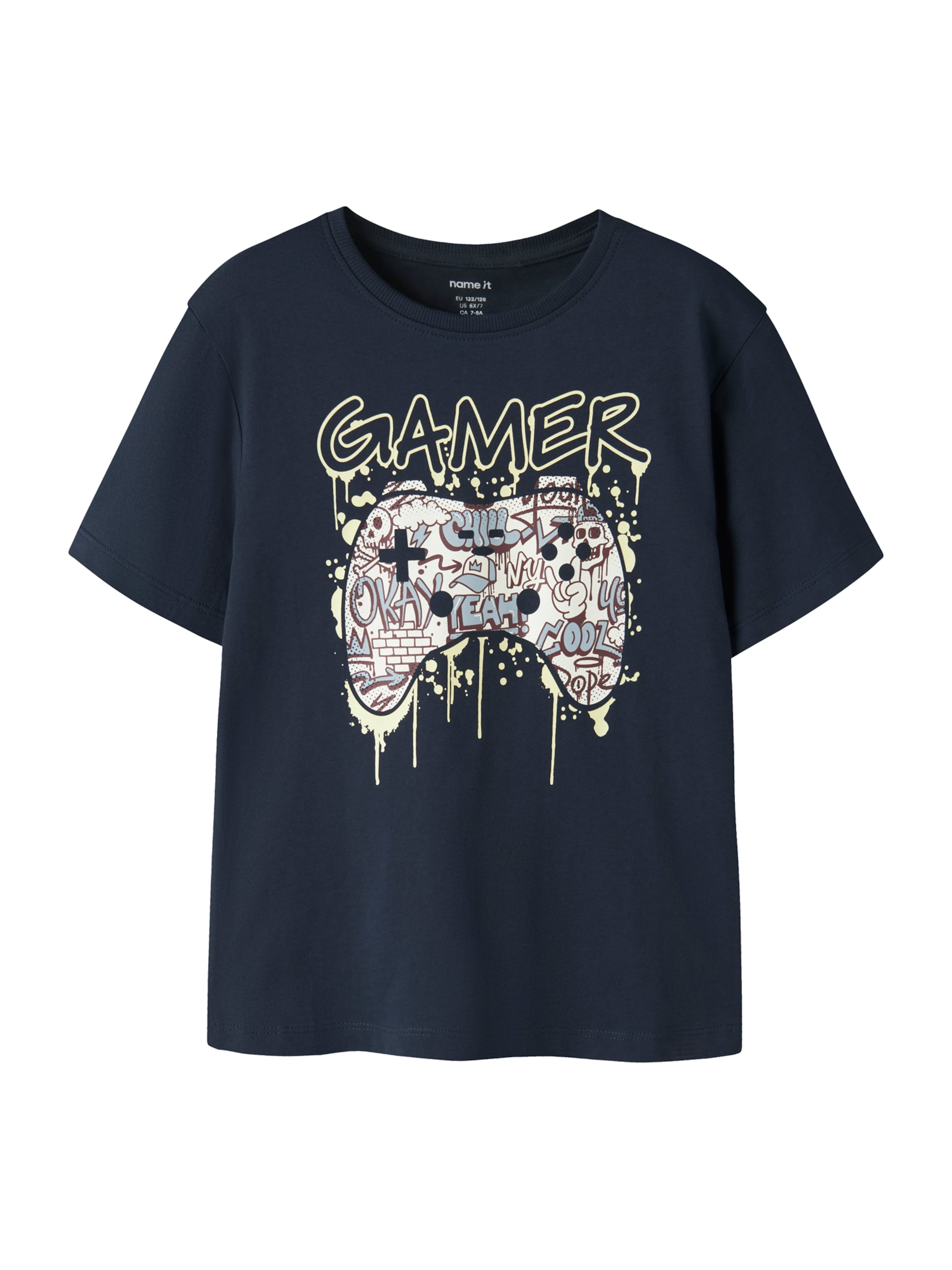 Tricou 'NKMVICTOR' de la NAME IT pe albastru: față