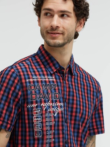 CAMP DAVID Slim fit Button Up Shirt in Orange