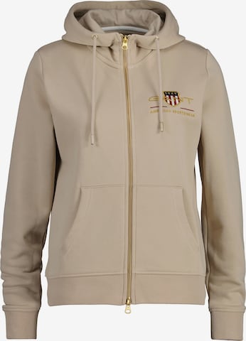 GANT Zip-Up Hoodie in Beige: front