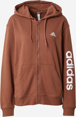 ADIDAS SPORTSWEAR Sportsweatjacke 'Essentials' in Braun: predná strana