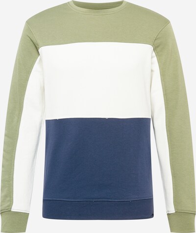 BLEND Sweater majica u tamno plava / maslinasta / bijela, Pregled proizvoda