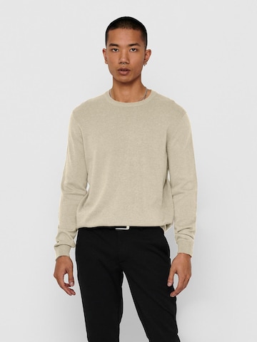 Coupe regular Pull-over 'ALEX' Only & Sons en beige : devant