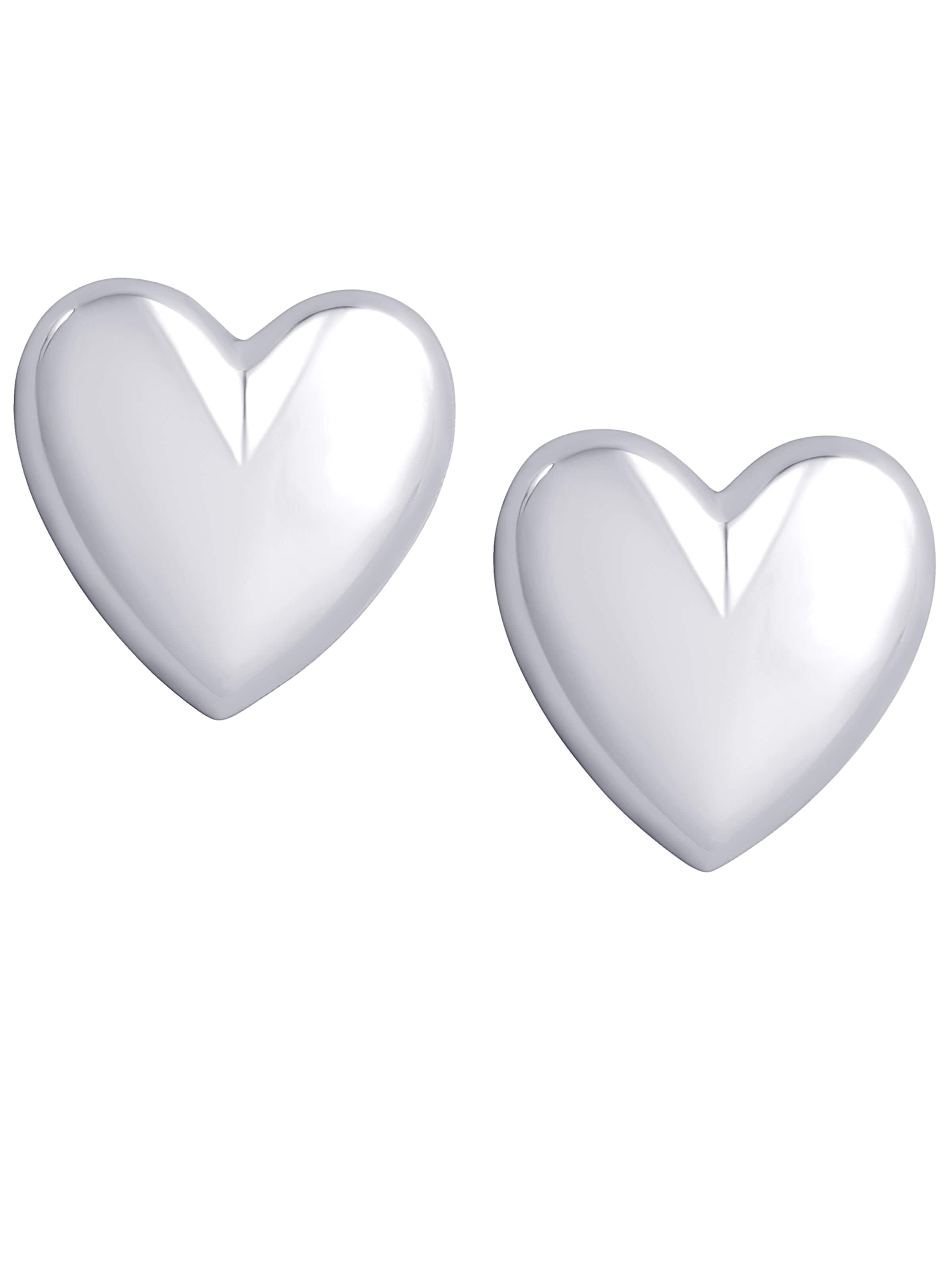 CLASSYANDFABULOUS Jewelry Earrings 'Puffy Heart' in Silver: front