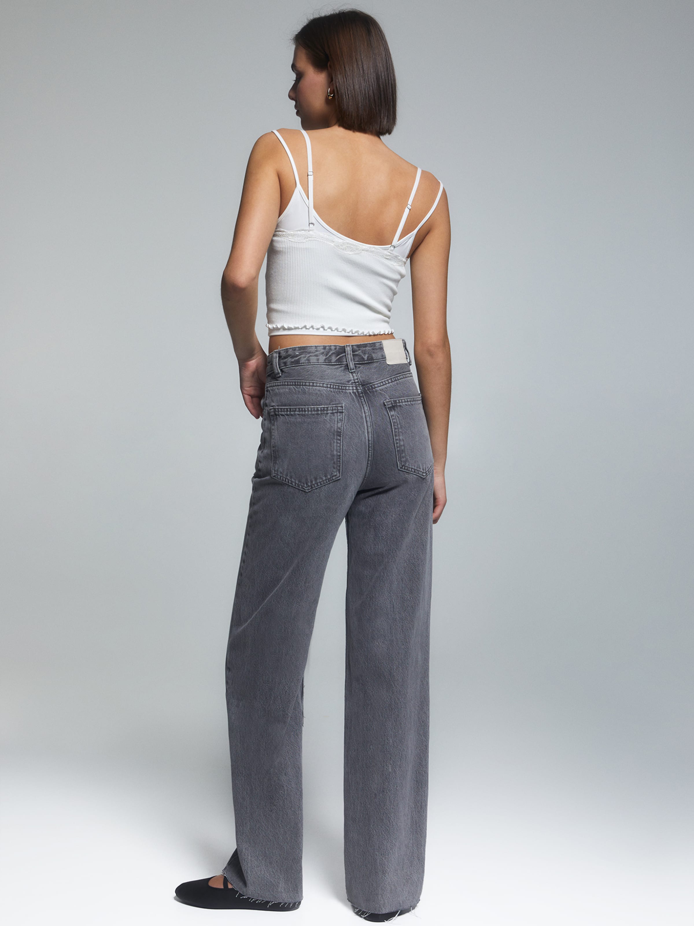 Wide leg Jeans Grey denim 24 25