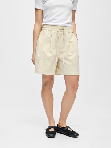 OBJECT Loosefit Bandplooibroek 'OBJBerta' in Beige: voorkant