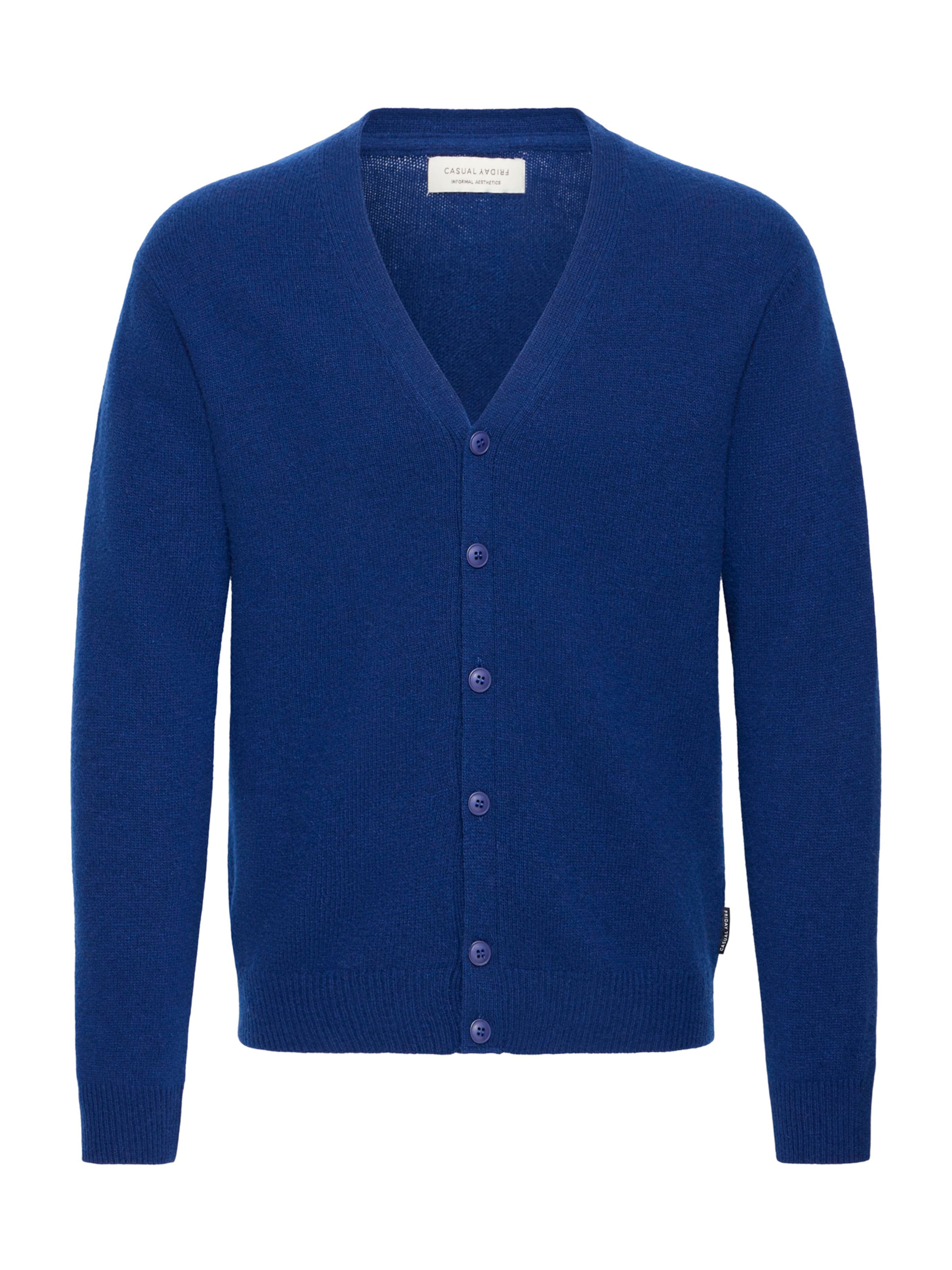 Casual Friday Strickjacke 'Karl' in Blau: Vorderseite