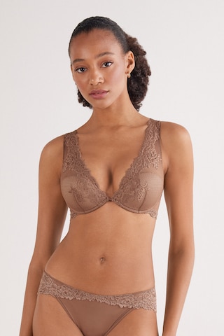INTIMISSIMI Balconette Bra 'Pretty Flowers Elena' in Brown: front