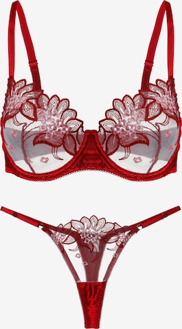 Orchibelle Balconette Underwear Sets in Red: front