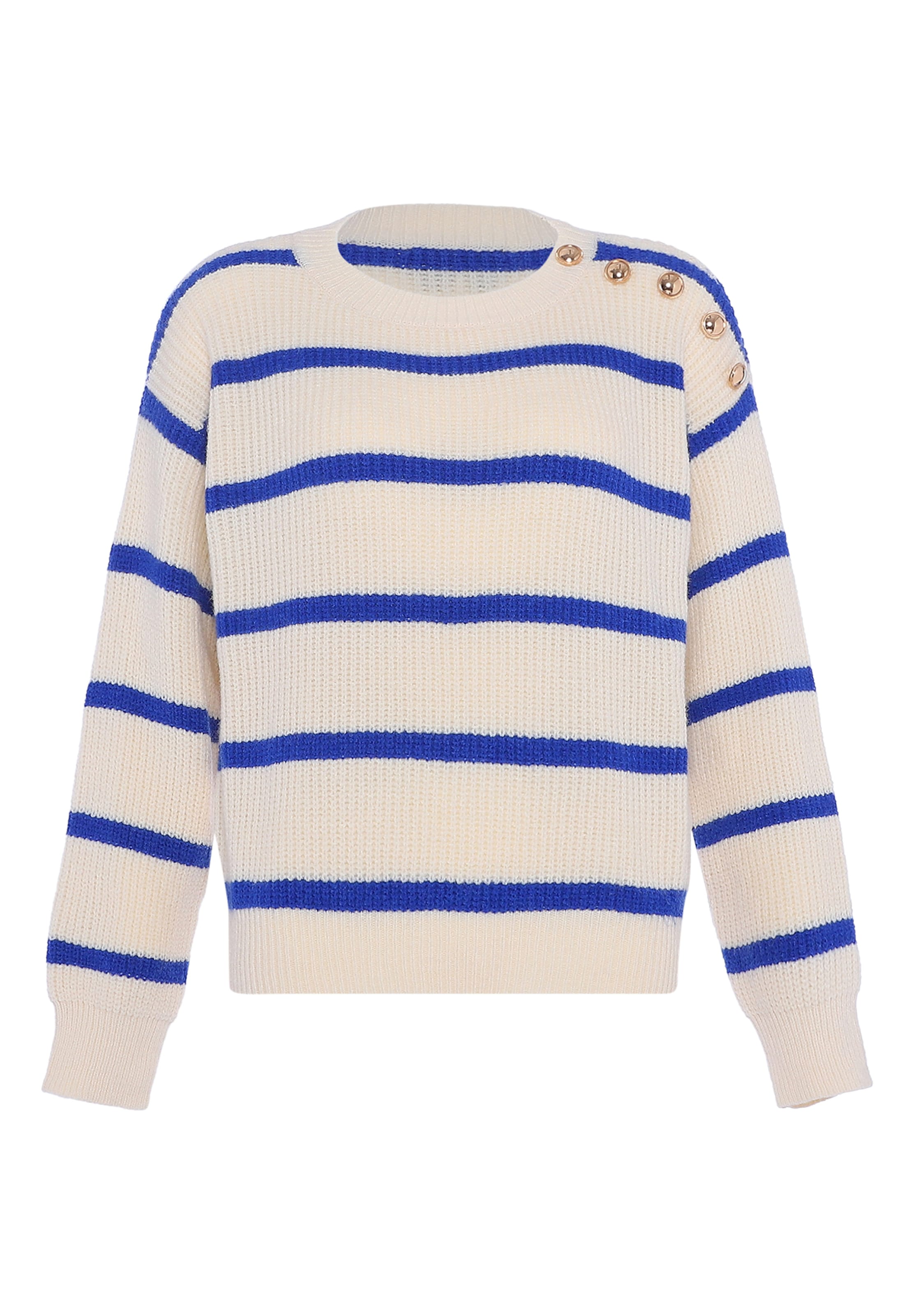 Pulover de la faina pe albastru: față