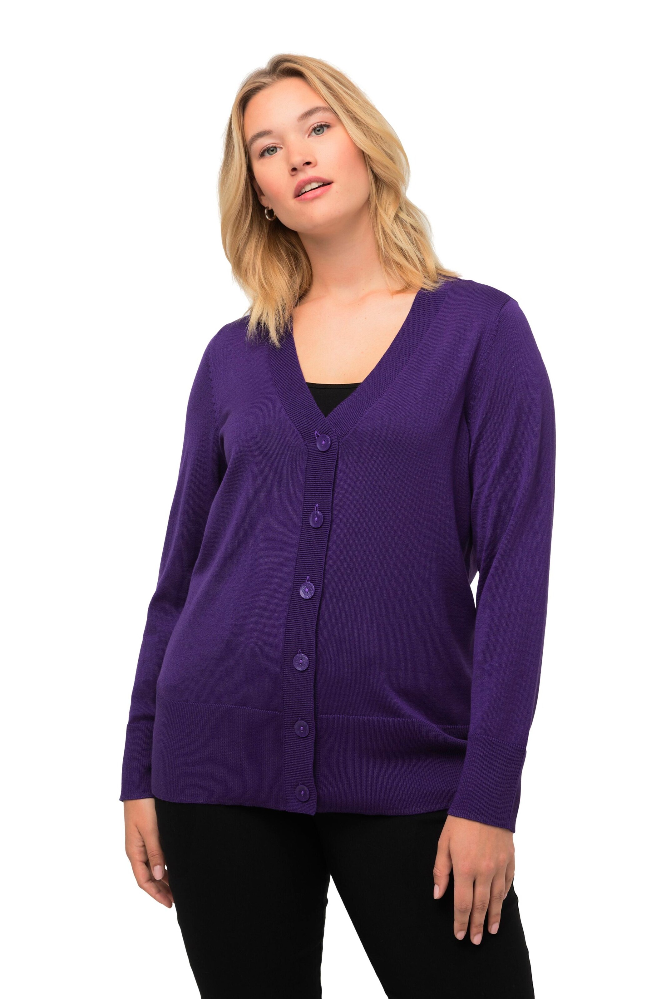 Ulla Popken Strickjacke in Lila: Vorderseite