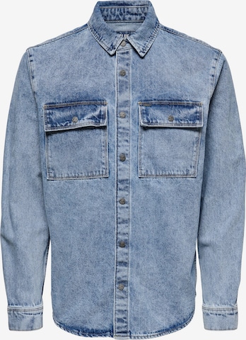 Only & Sons Regular fit Button Up Shirt 'Bill' in Blue: front