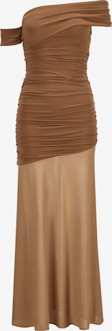 Nicowa Elegantes Kleid 'IWALIA', Model trägt Größe 34 in Braun: Vorderseite