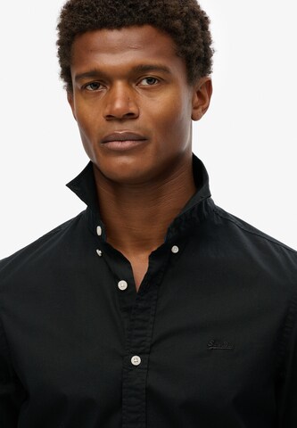 Superdry Slim fit Button Up Shirt 'Essentials Lite' in Black