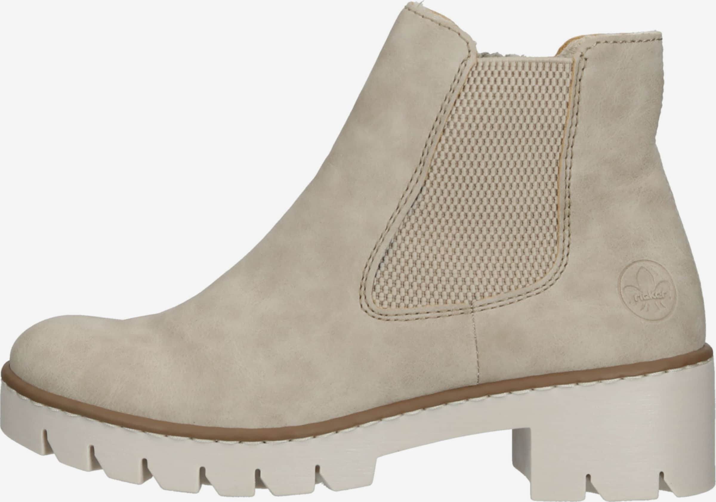 Bottines Chelsea Rieker Pour Femme - Cuir Synthétique - Talon Bloc 4,4 Cm - Semelle Antidérapante Légère - Marron Clair