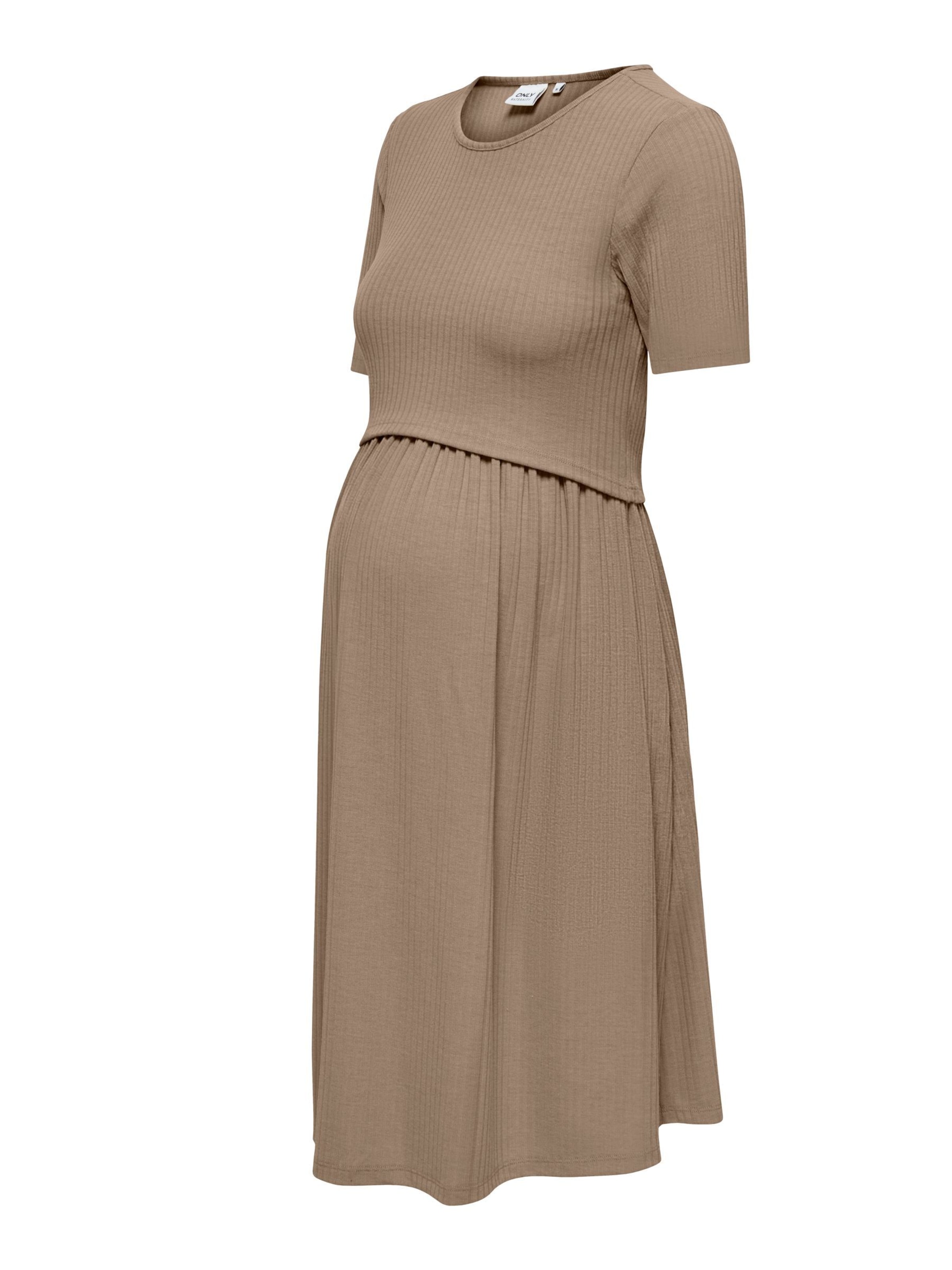 Only Maternity Jurk 'OLMMalaya' in Bruin: voorkant