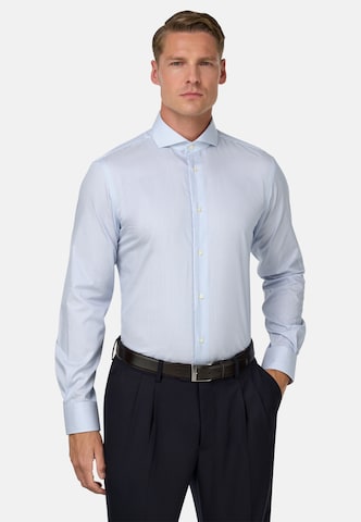 Coupe slim Chemise business Boggi Milano en bleu : devant