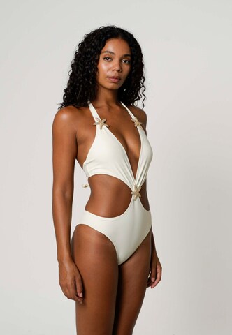 Moda Minx Triangel Badeanzug in Beige