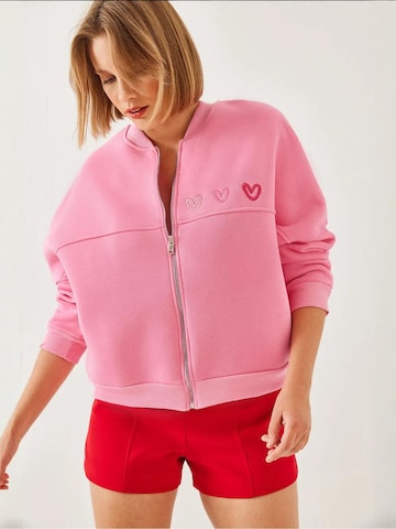 Bianco Lucci Zip-Up Hoodie in Pink