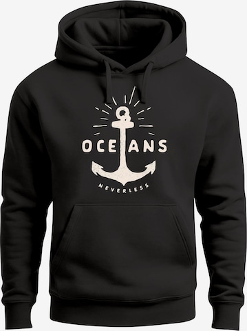 Neverless Sweatshirt 'Oceans Anker' in Schwarz: Vorderseite