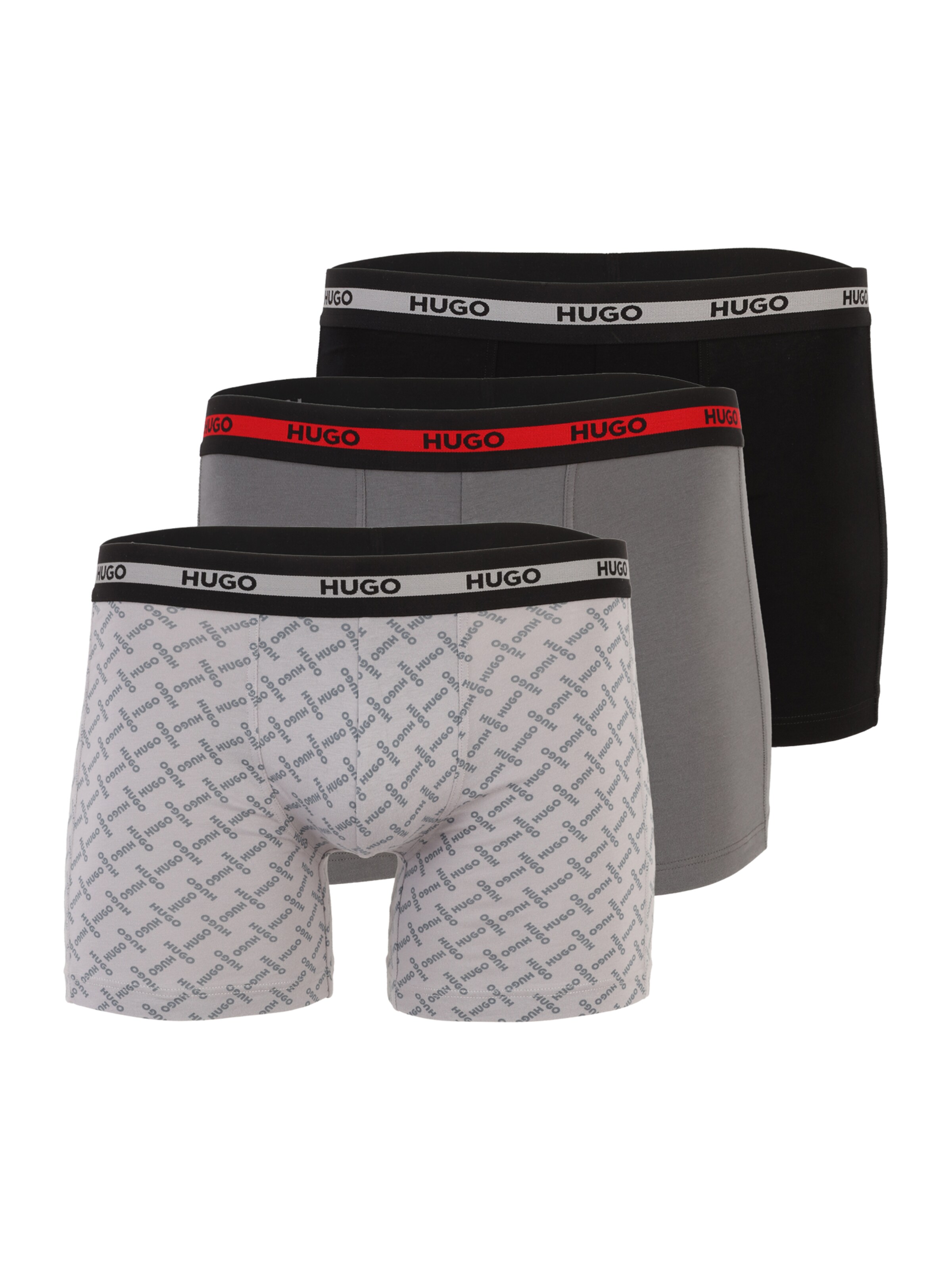 HUGO Boxers em S em cinzento / cinzento escuro / vermelho / preto, Vista do artigo