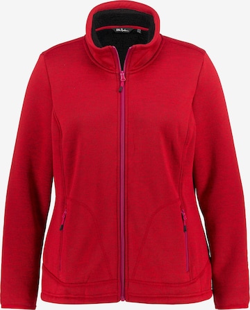 Ulla Popken Fleece jas in Rood: voorkant