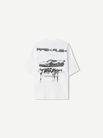 Bershka Majica 'RACING CARS' | bela barva