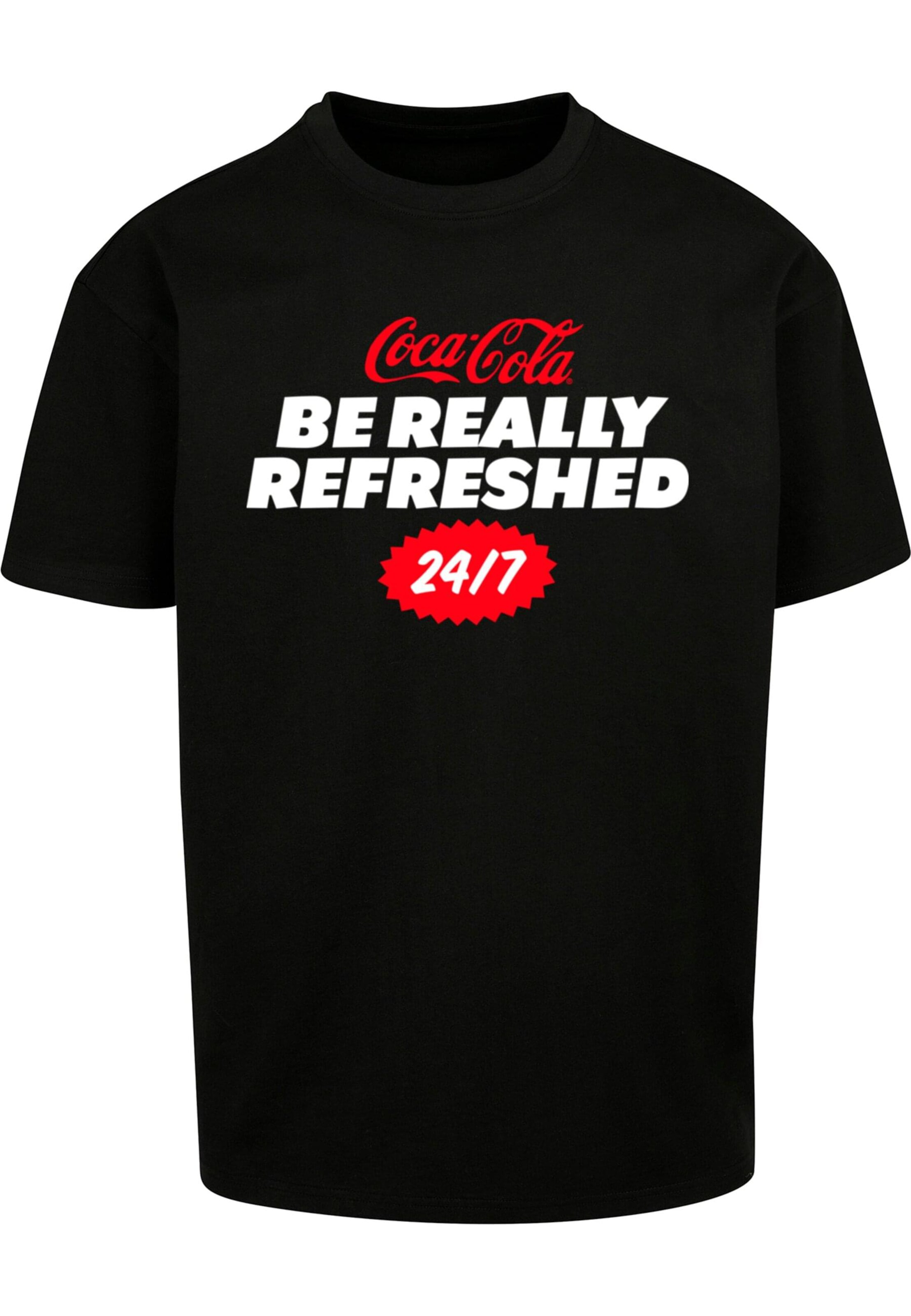 Merchcode T-Shirt 'Coca Cola Refreshed' in Schwarz: Vorderseite