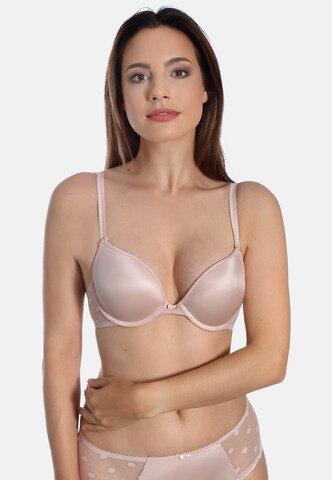 sassa Push-up Bra 'DOTTED MESH' in Beige: front