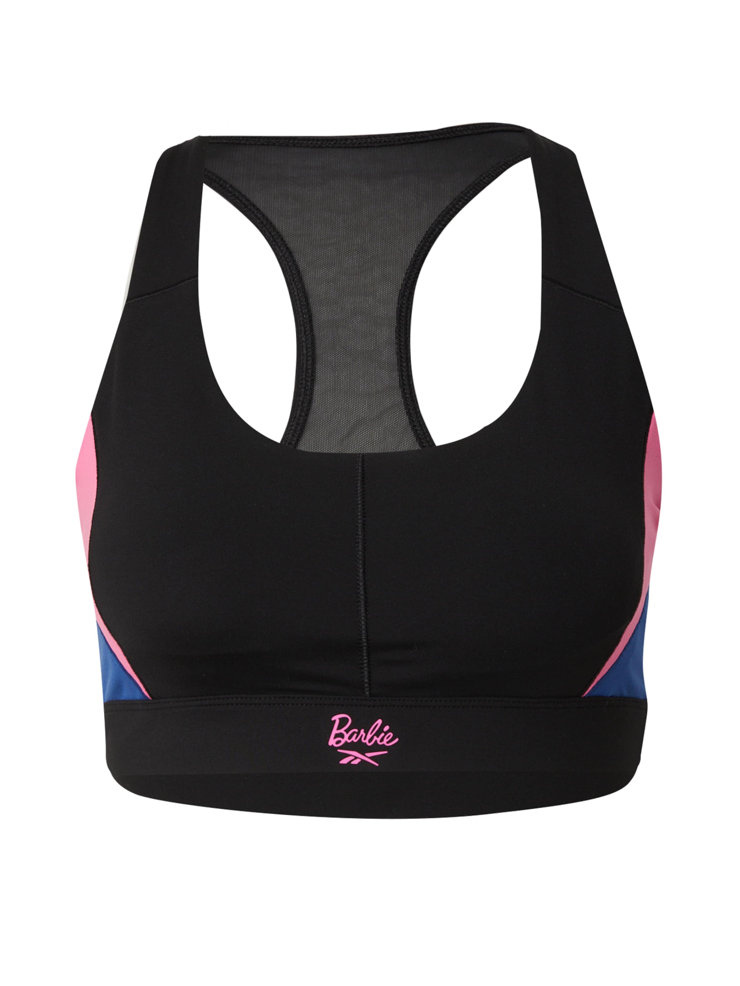 Reebok Õlapaelteta topp Spordirinnahoidja 'REEBOK X BARBIE', värv must: eest vaates