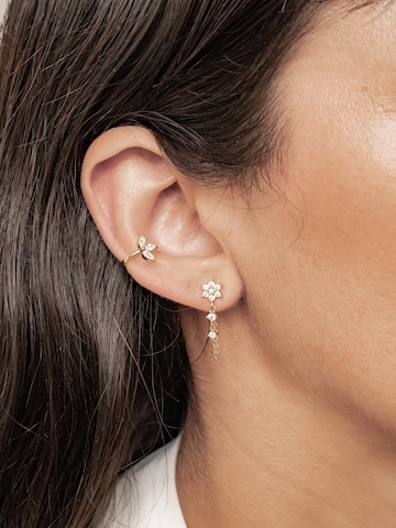 Hey Happiness Oorbellen 'Bloom Chain Stud Earrings & Blossom Ear Cuff Set' in Goud