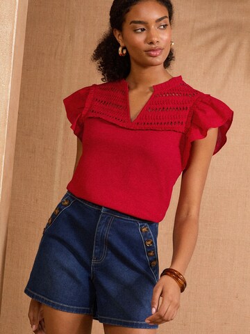 Chemisier love & roses en rouge