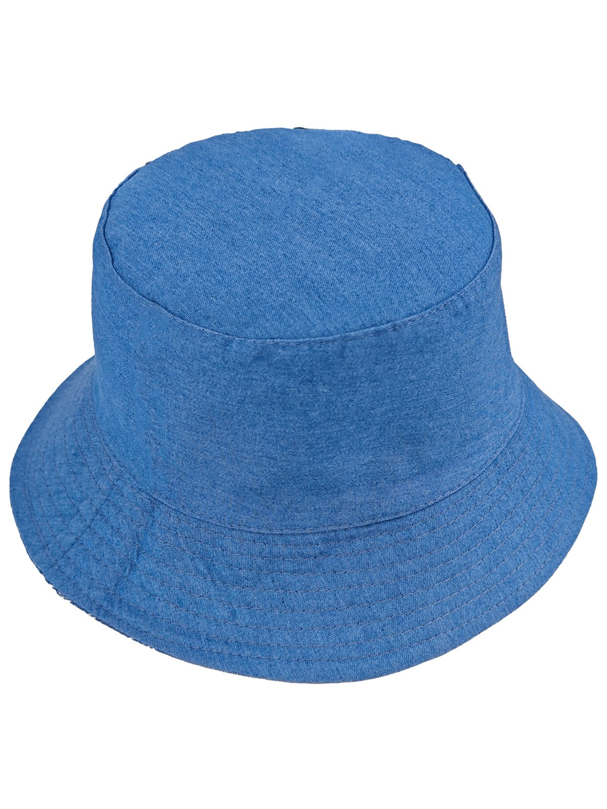 styleBREAKER Hat '2-in-1 Denim Fischerhut mit Leoparden Muster' in Blue