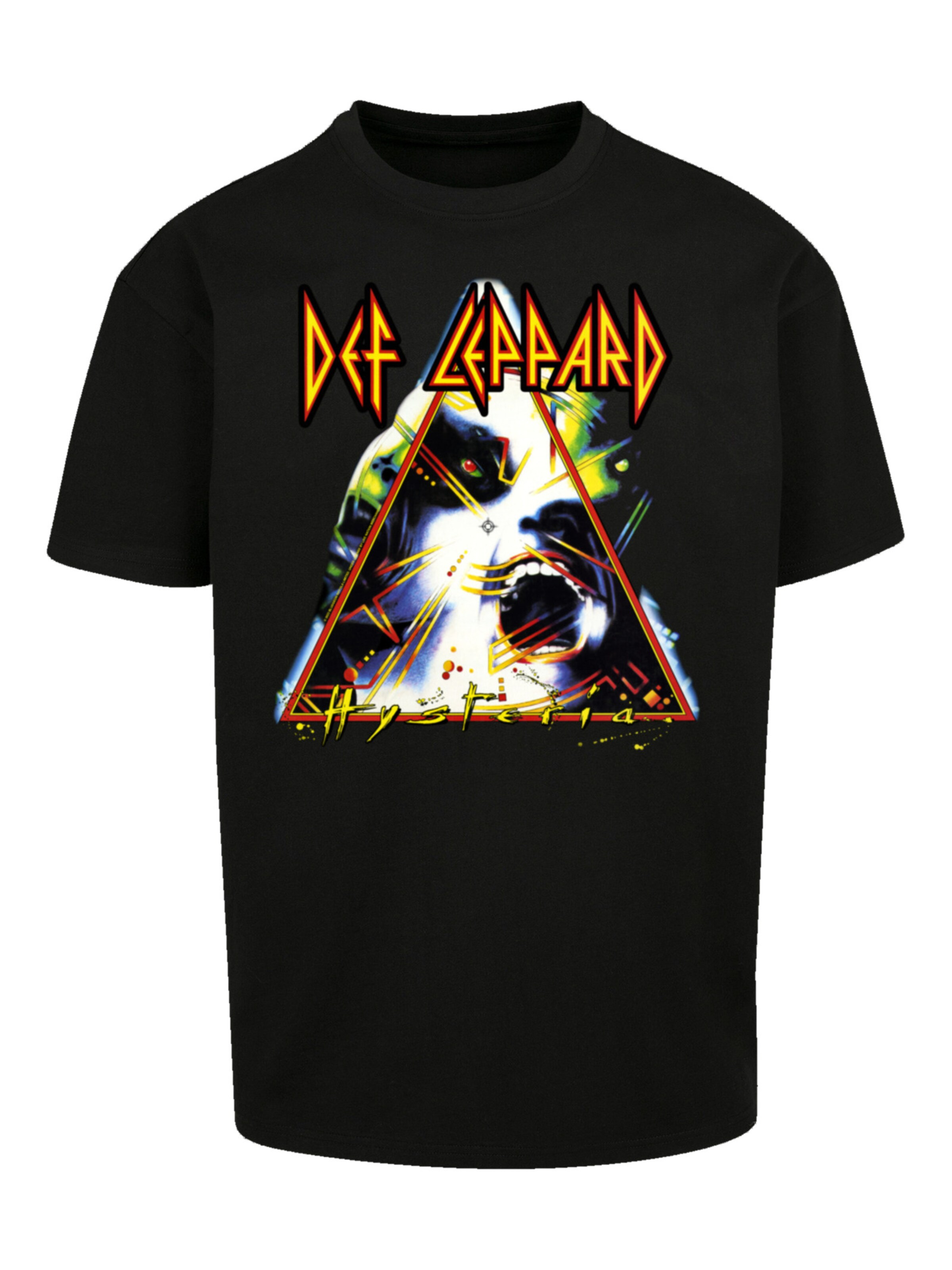 F4NT4STIC Shirt 'Def Leppard Hysteria' in Zwart: voorkant