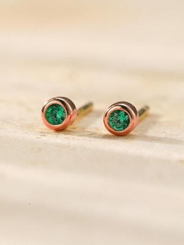 Hey Happiness Oorbellen 'Emerald Bezel Cubic Zirconia' in Goud