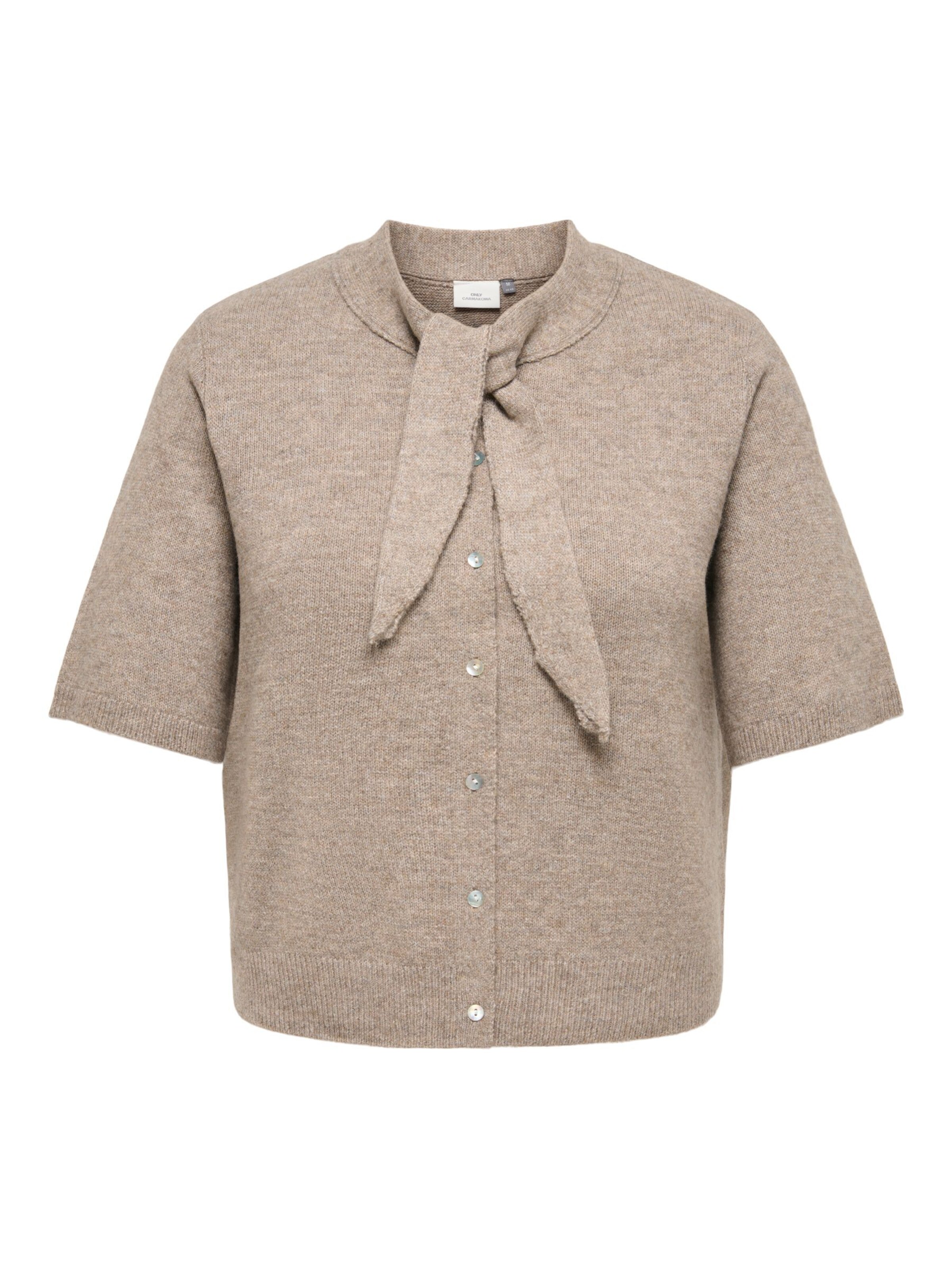 ONLY Carmakoma Gebreid vest 'LANA' in Beige: voorkant