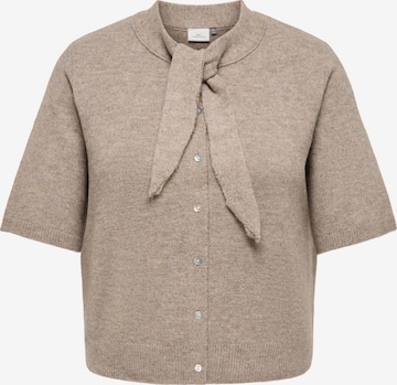 ONLY Carmakoma Gebreid vest 'LANA' in Beige: voorkant