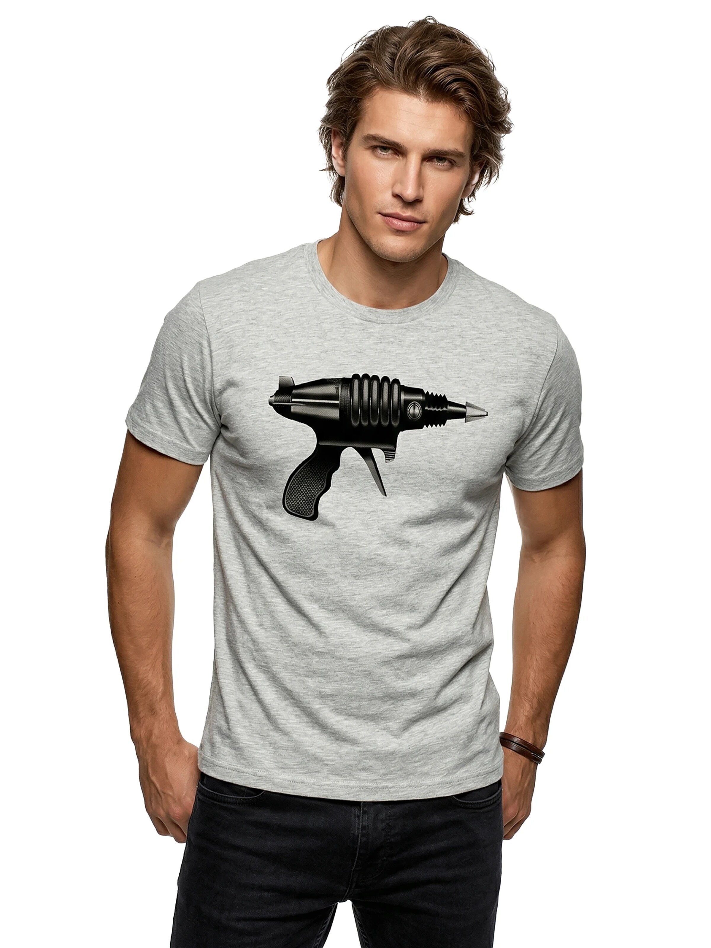 MAKAYA Shirt 'Laser Gun' in Grey