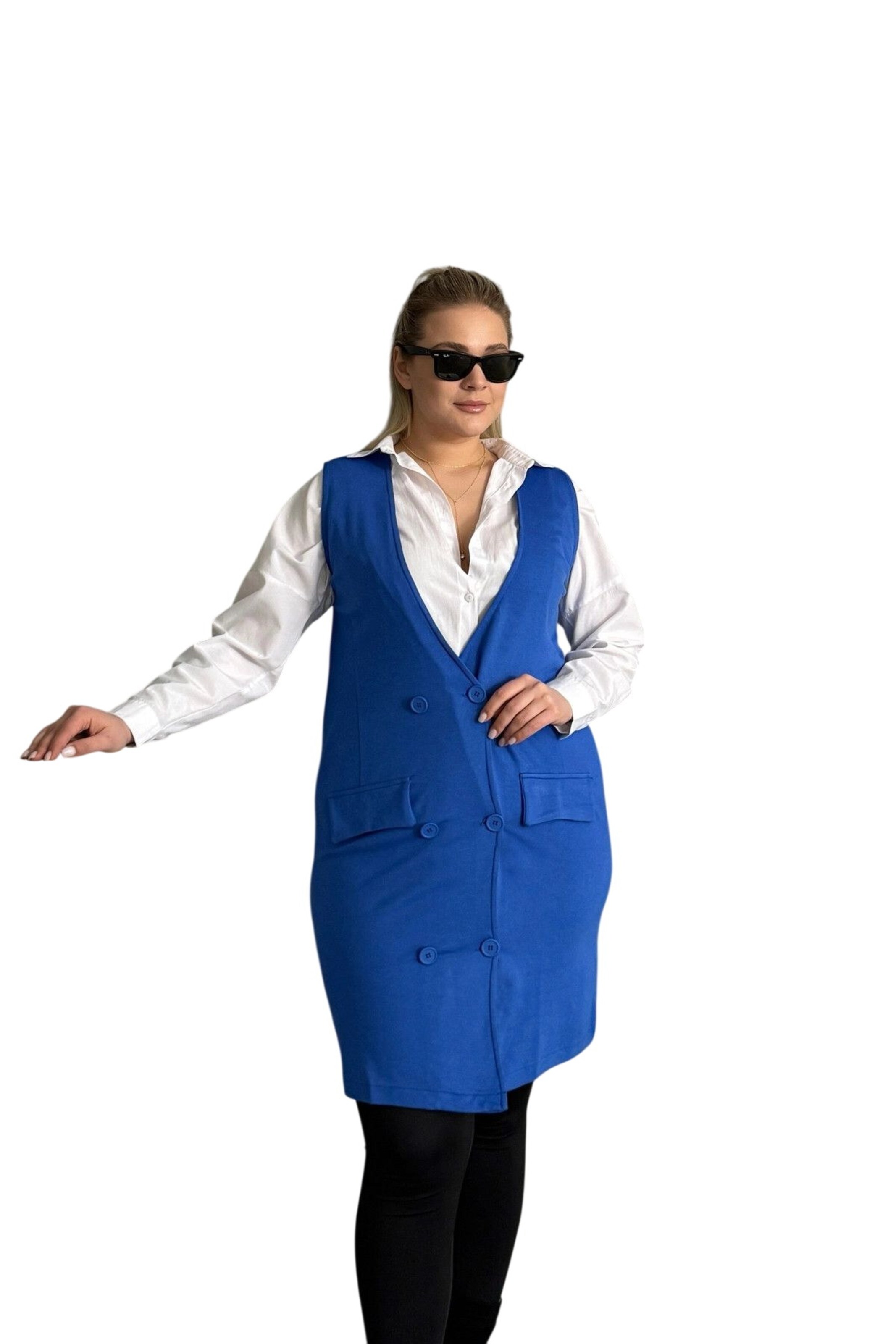 Stil Diva Vest in Blue: front