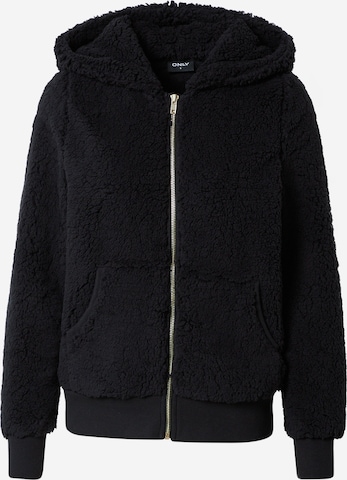 ONLY Fleece Jacket 'CAROLINE' in Black: front
