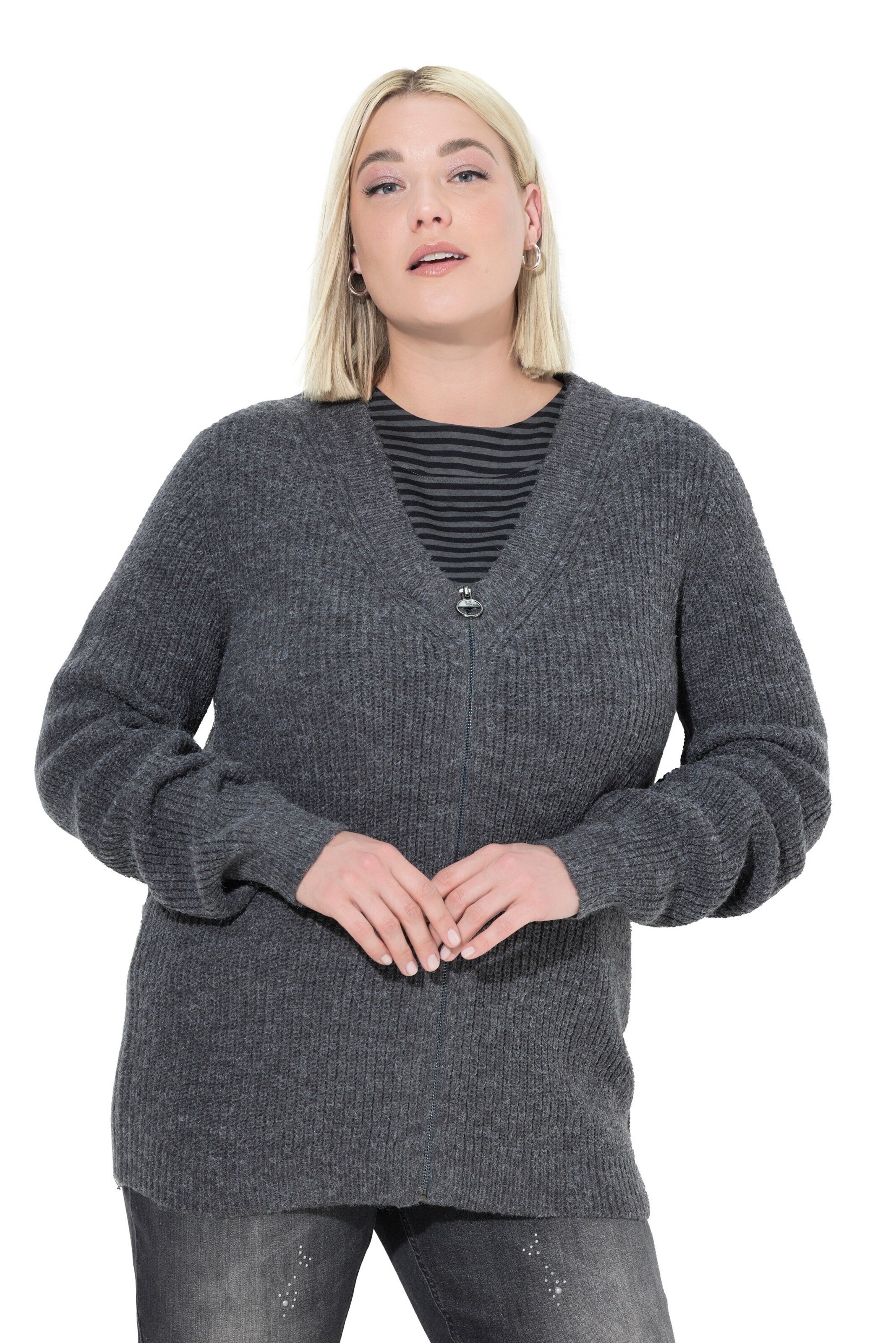 Ulla Popken Knit cardigan in Grey: front