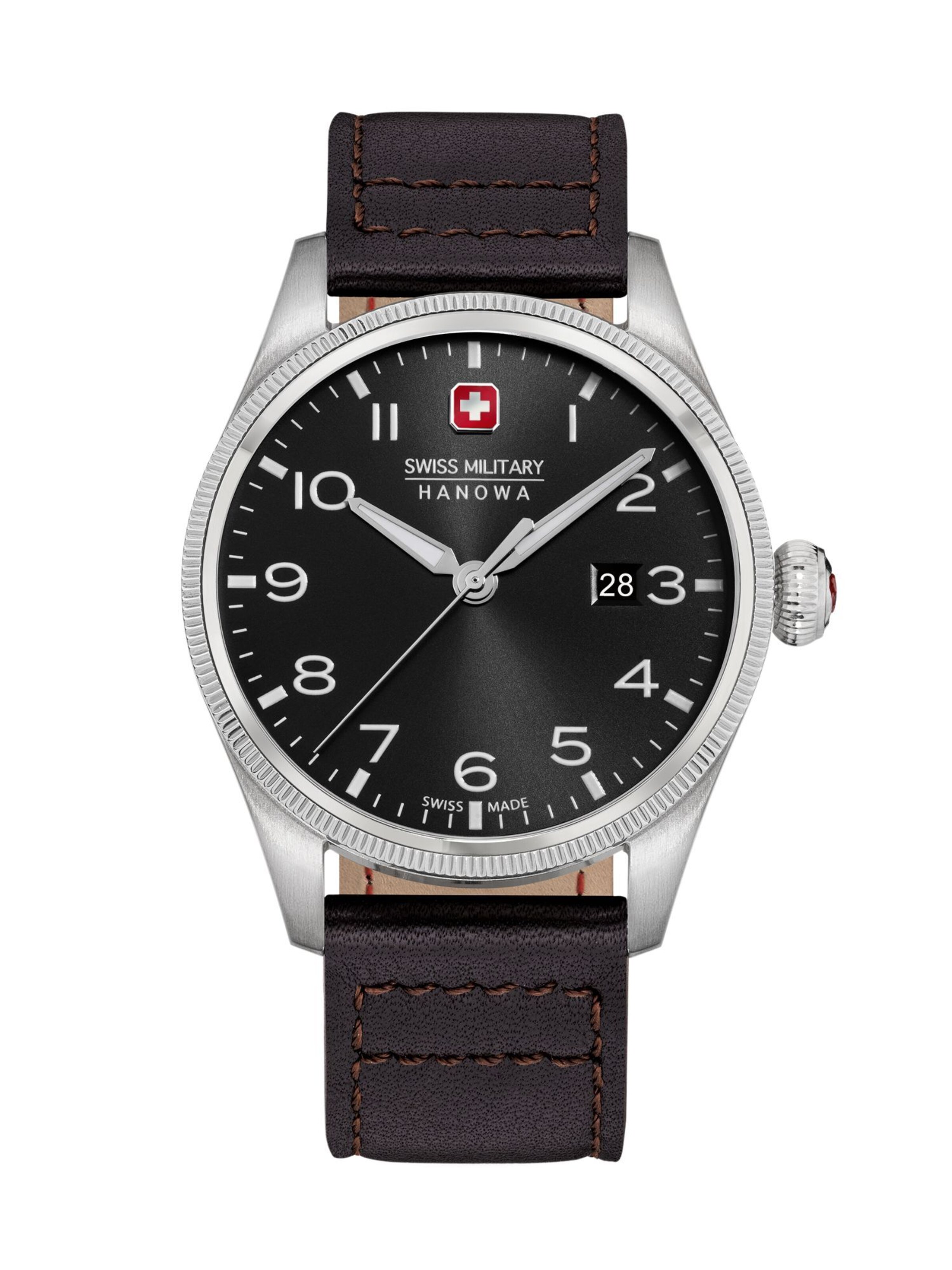 SWISS MILITARY HANOWA Uhr 'Thunderbolt' in dunkelbraun / schwarz / silber, Produktansicht