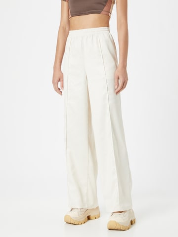 ADIDAS ORIGINALS Regular Pleated Pants 'Trefoil Monogram Satin' in White: front