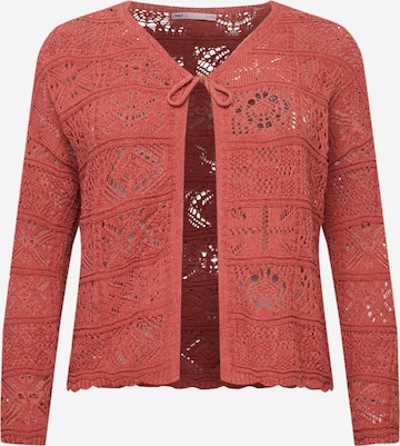 ONLY Curve Knit Cardigan 'BEACH LIFE' in Red: front