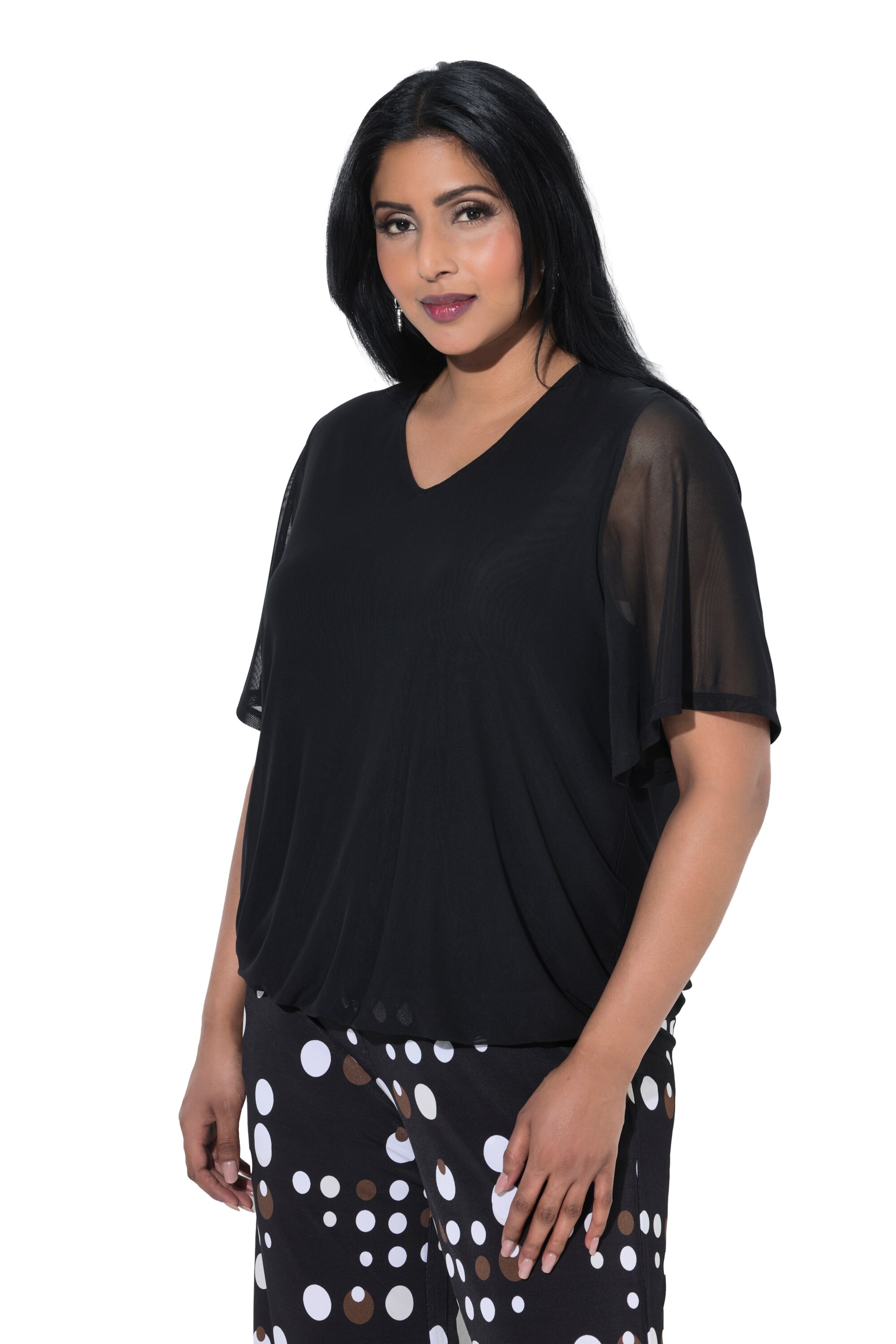 Camicia da donna di Ulla Popken in nero: frontale