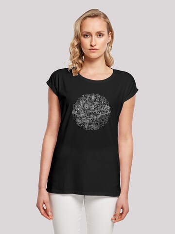 F4NT4STIC Shirt 'Star Wars Christmas Death Star Todesstern Weihnachten' in Zwart: voorkant