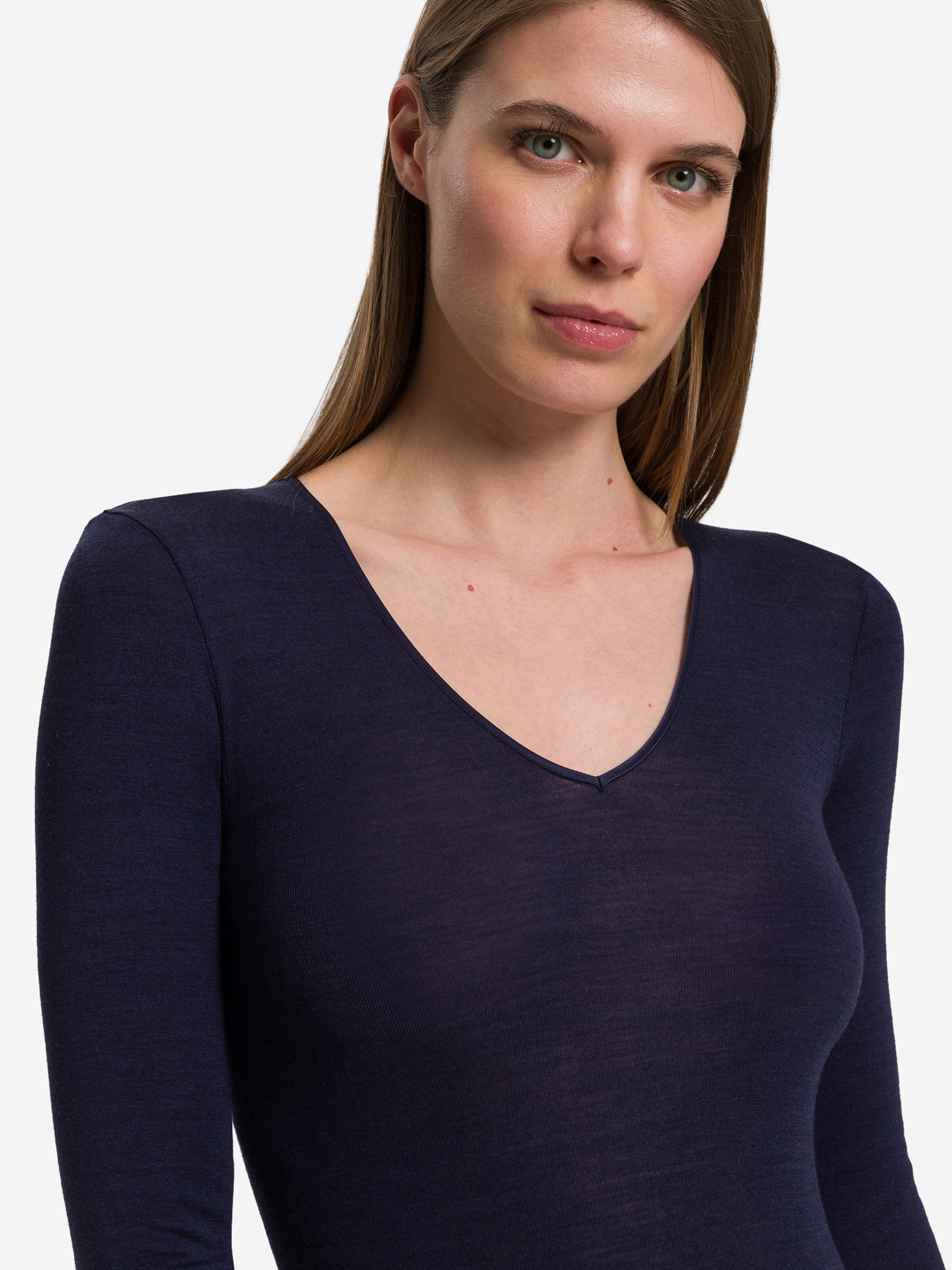 Hanro Undershirt ' Woolen Silk ' in Blue