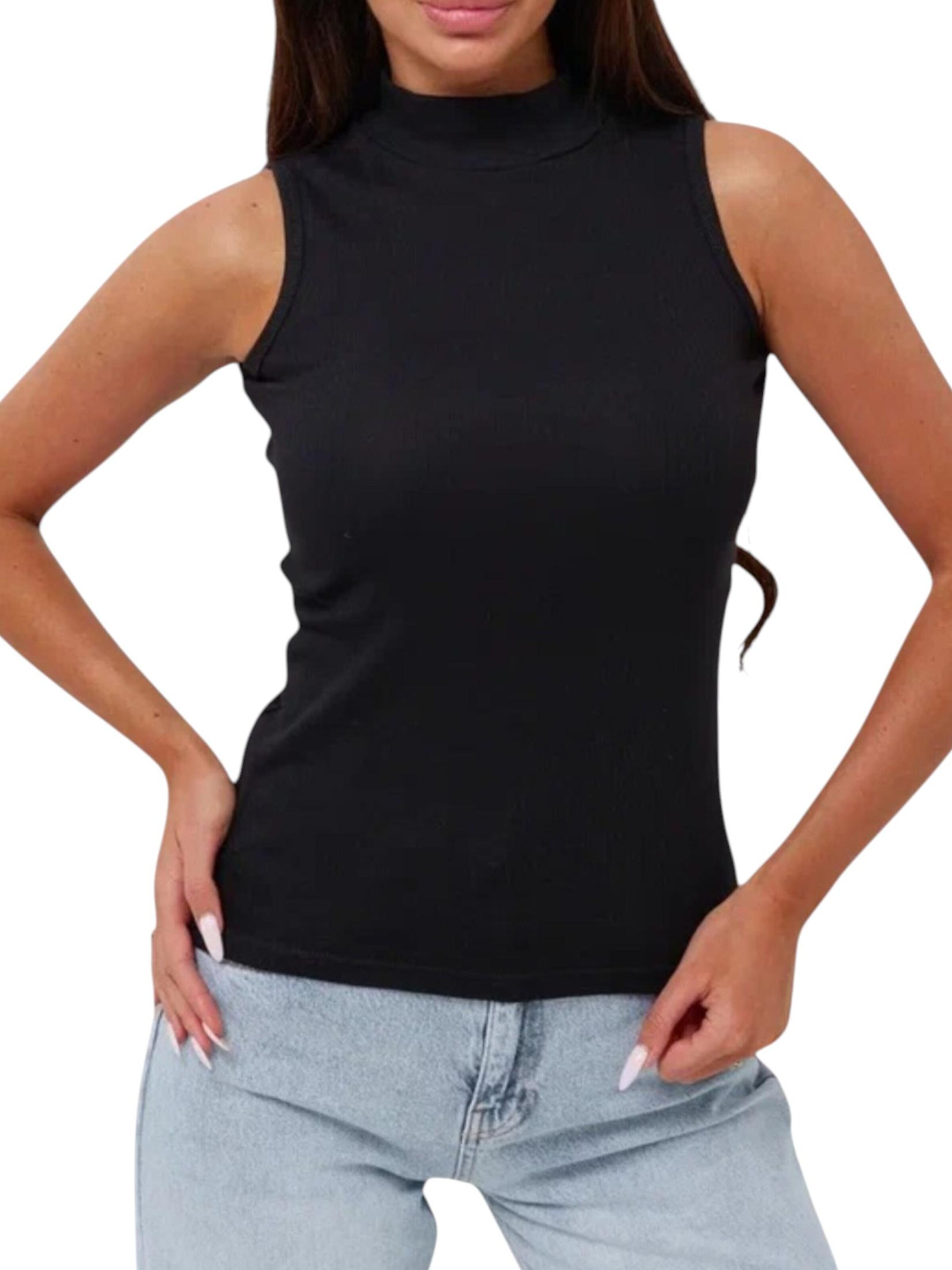 fashionshowcase - Top 'HALFNECK' en negro