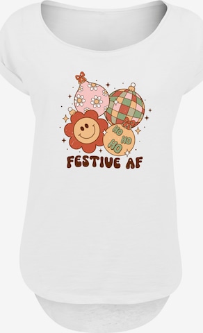 T-shirt 'Festive AF Christmas Tree Balls' F4NT4STIC en blanc : devant
