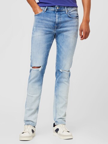 Coupe slim Jean 'HATCH' Pepe Jeans en bleu : devant