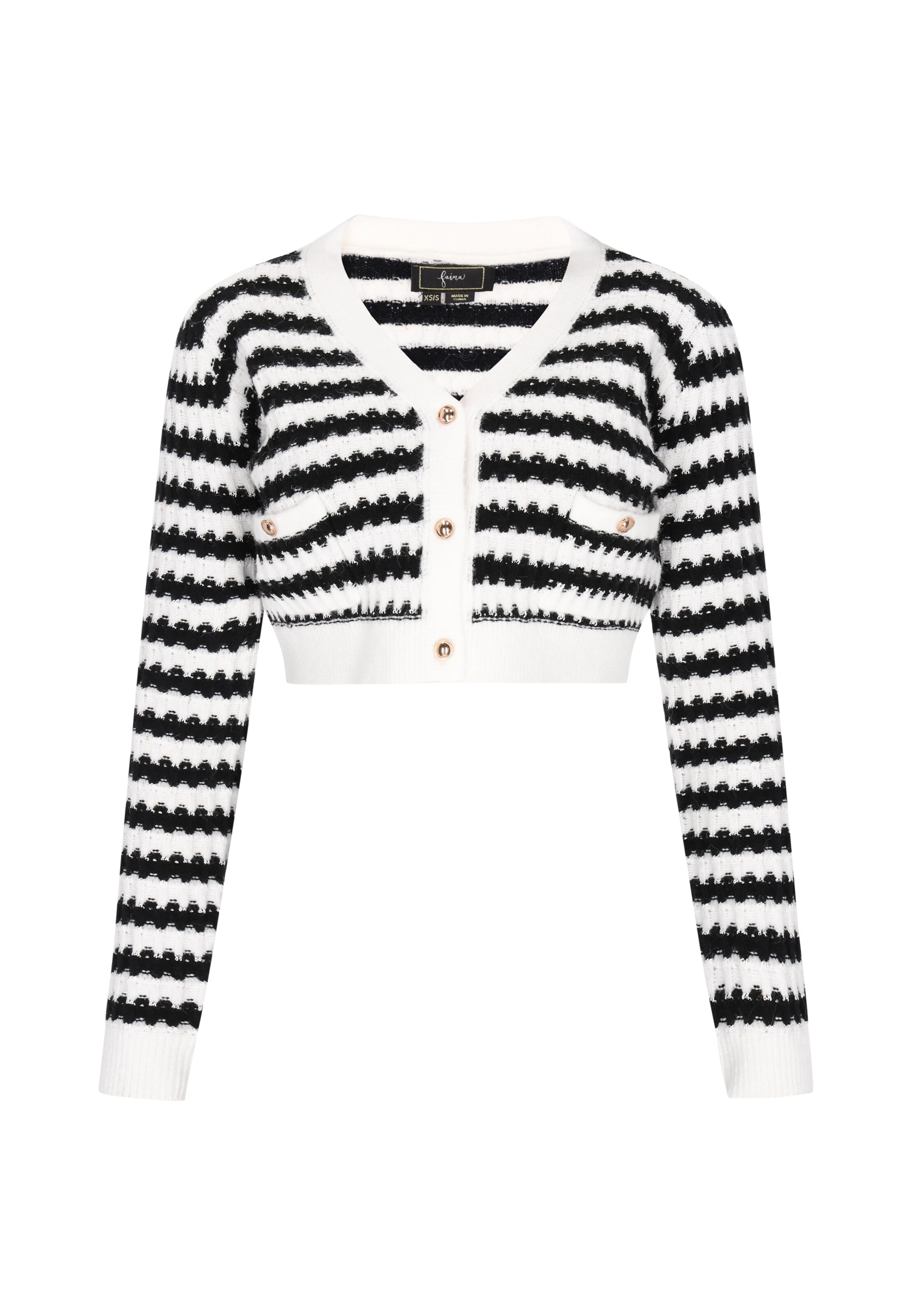 faina Strickjacke in schwarz / offwhite, Produktansicht